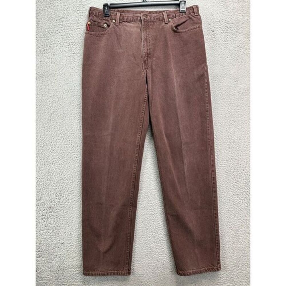 Mustang Jeans Mens 38X34 Burgundy Tapered Leg 100% Cotton Denim Pants 5 Pocket